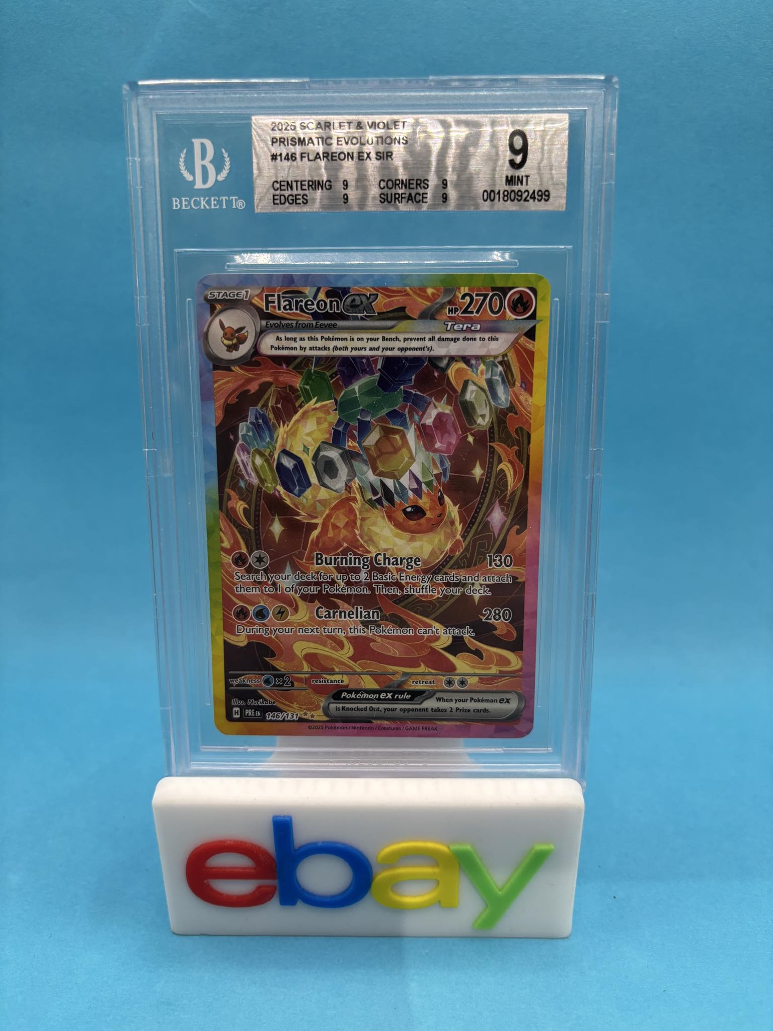 2025 Prismatic Evolutions Flareon ex #146 Beckett 9